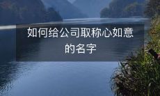 如何为您的公司起一个令人满意的、恰如其分的名称?