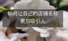 如何改善店铺名称,吸引更多客户前来光顾和购买商品?
